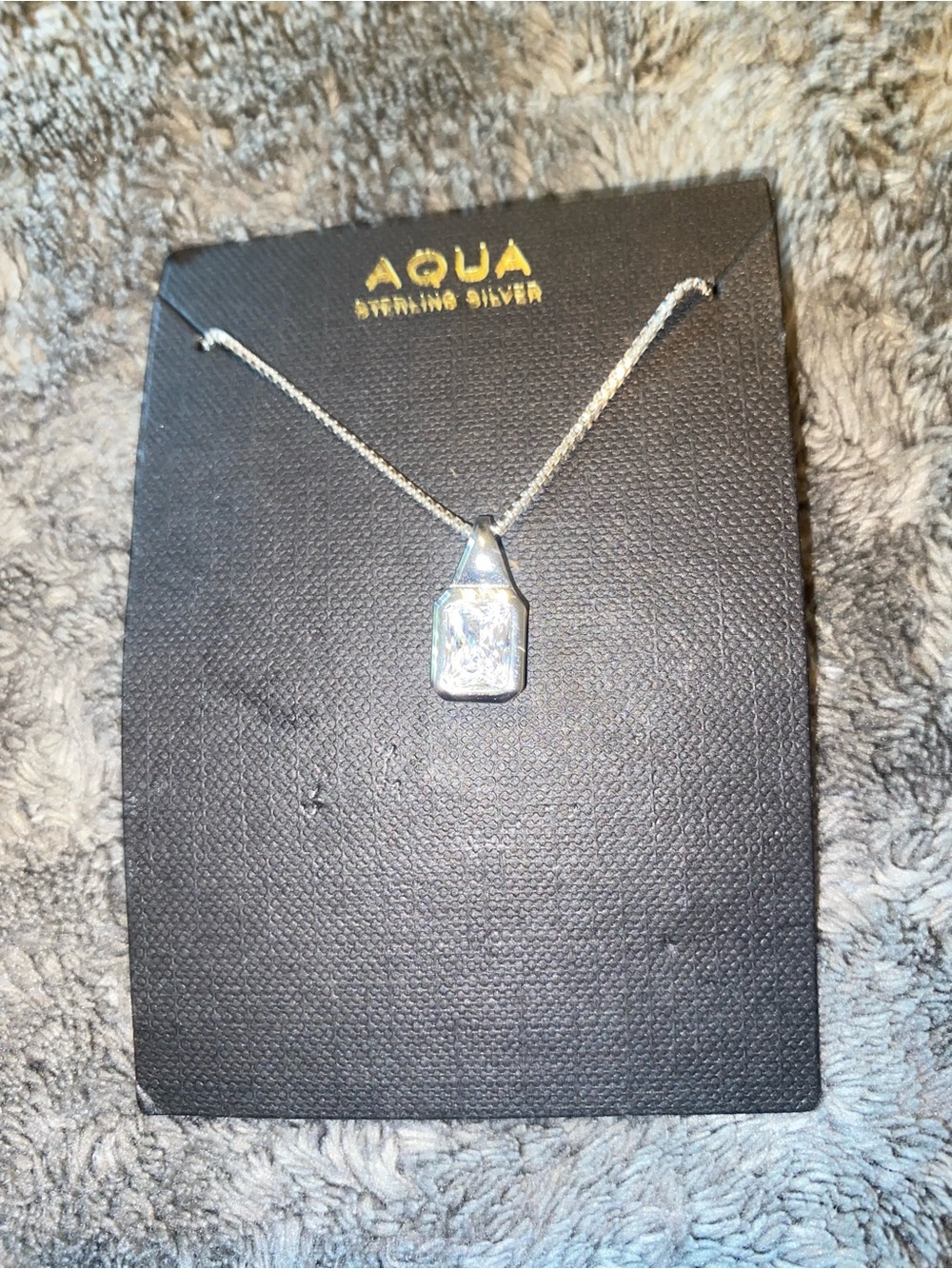 AQUA Sterling Silver Rectangular Pendant Necklace - Silver $95